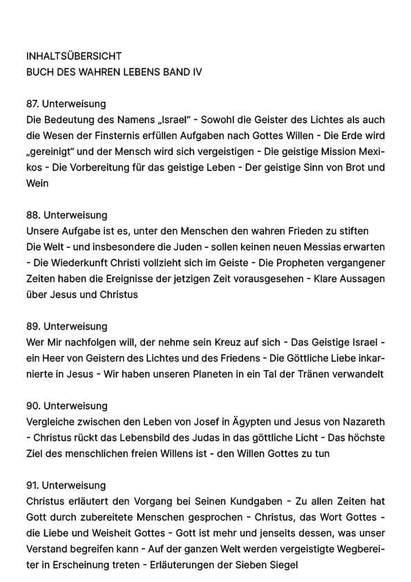 Buch des wahren Lebens IV