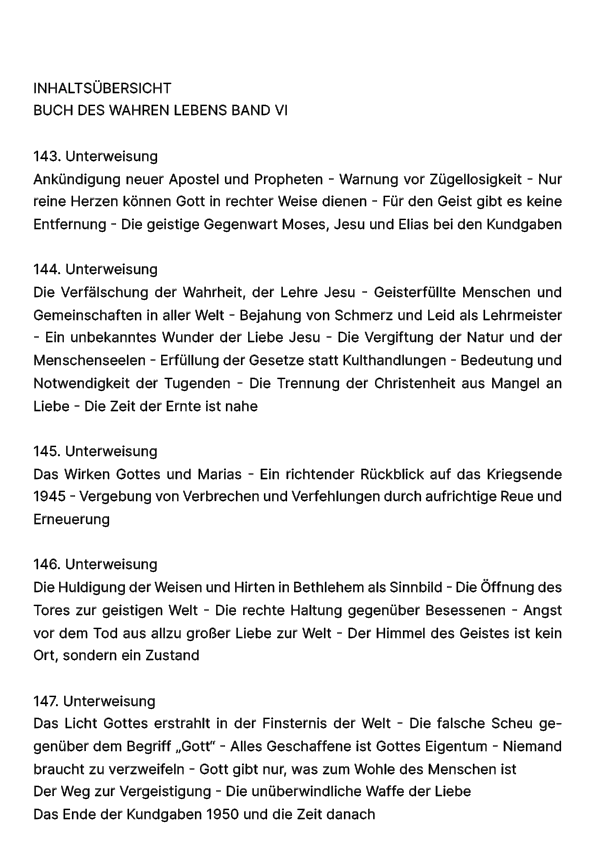 Buch des wahren Lebens VI