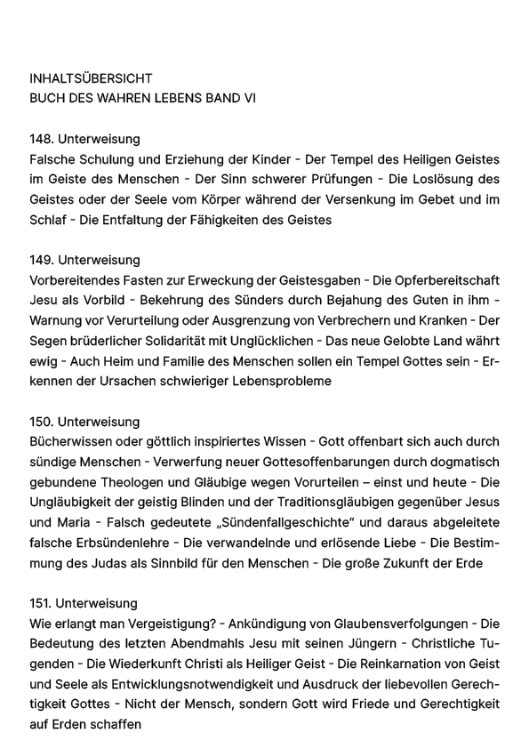Buch des wahren Lebens VI