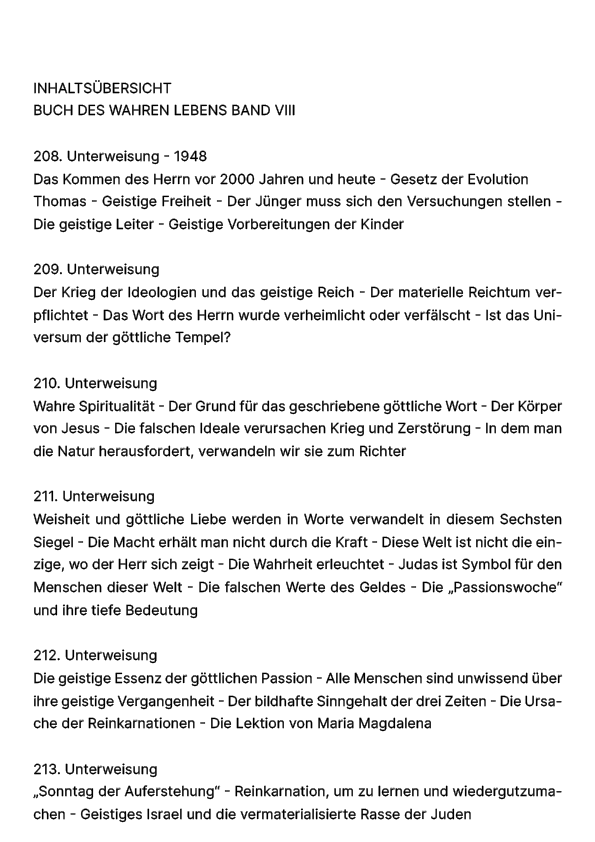 Buch des wahren Lebens VIII