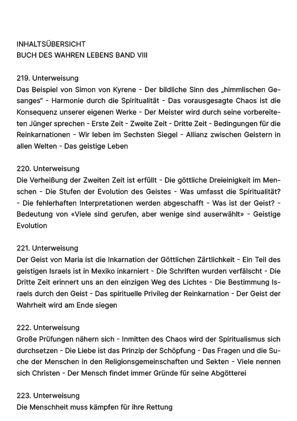 Buch des wahren Lebens VIII