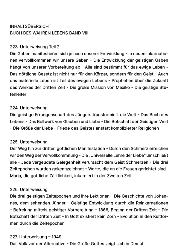 Buch des wahren Lebens VIII