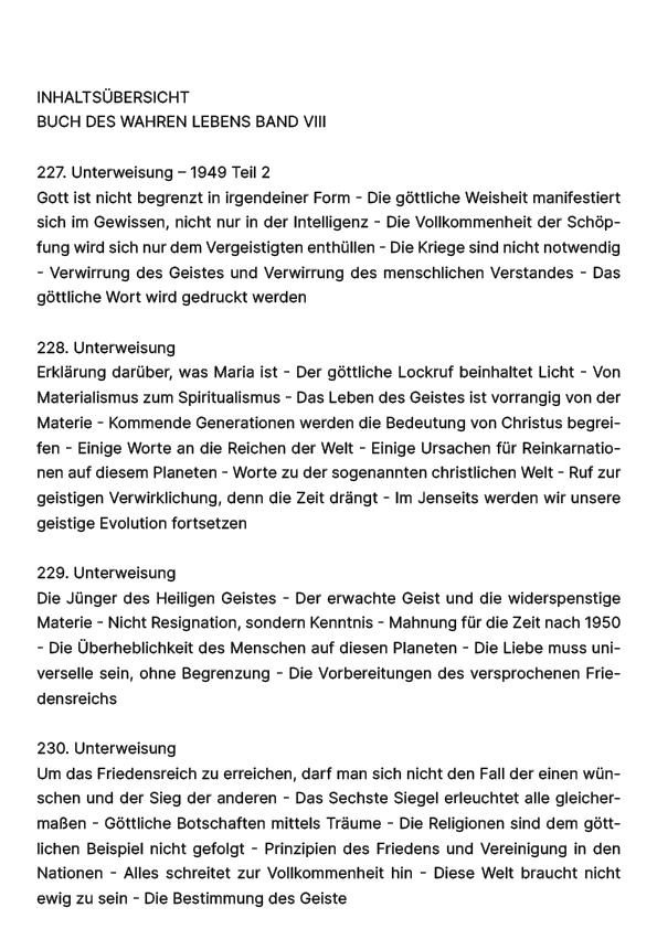 Buch des wahren Lebens VIII