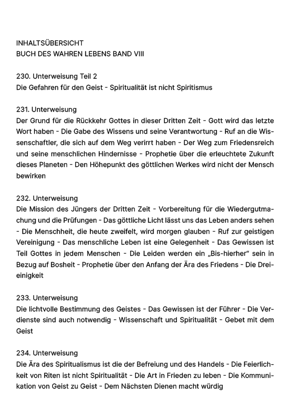 Buch des wahren Lebens VIII