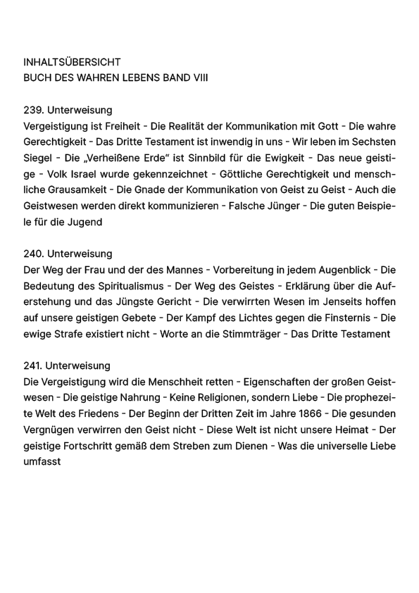 Buch des wahren Lebens VIII