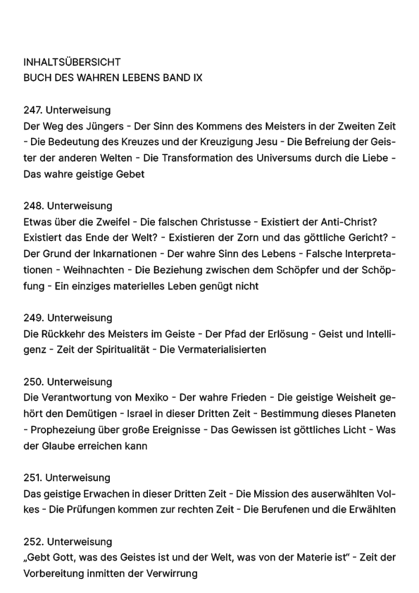 Buch des wahren Lebens IX