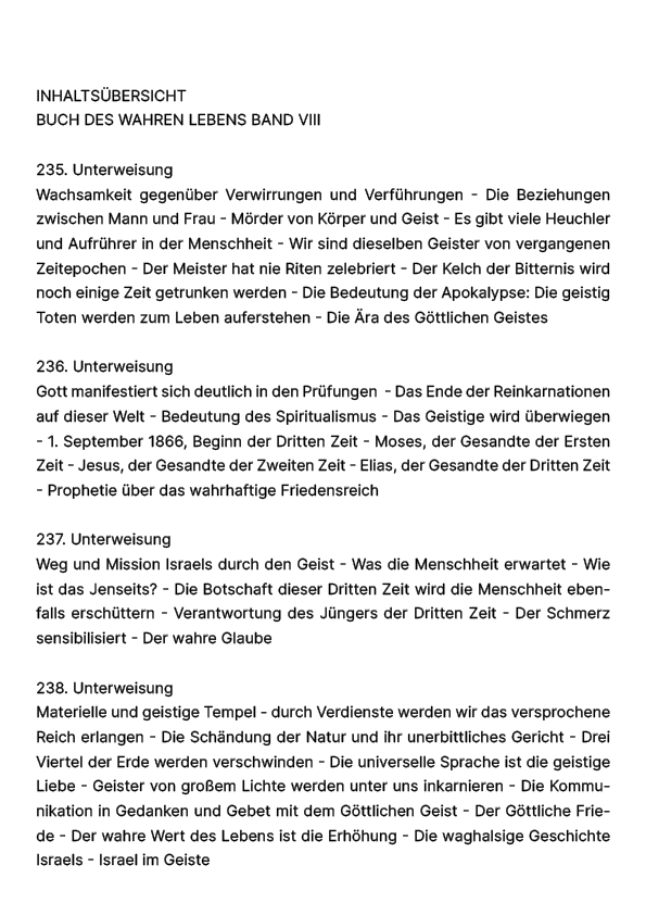 Buch des wahren Lebens VIII
